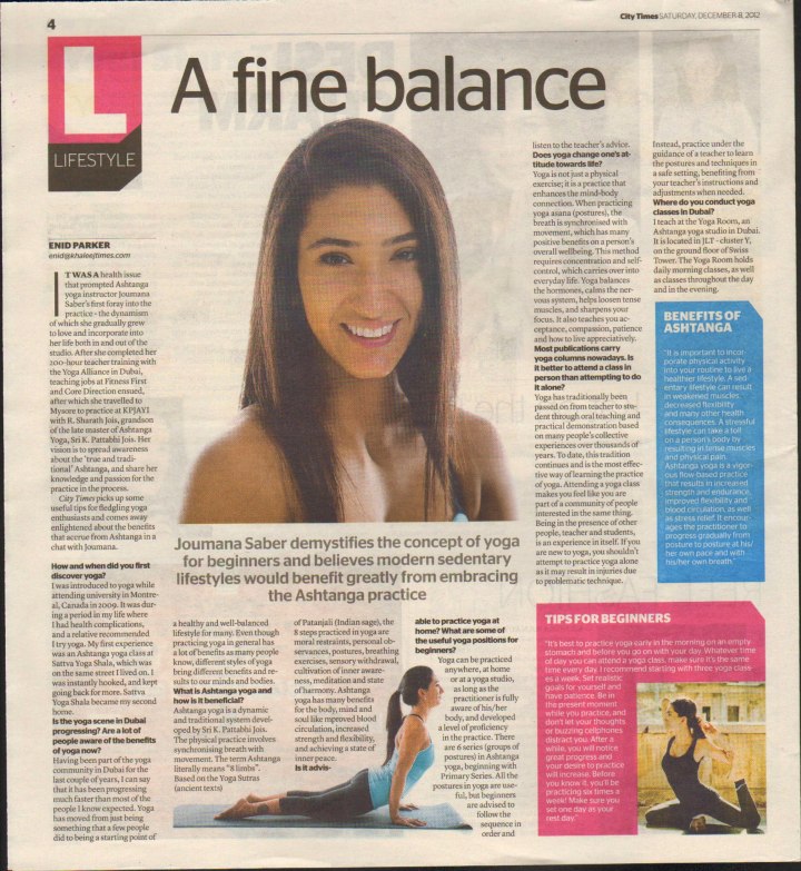 Interview in City Times Dubai. Dec 8, 2012 Issue